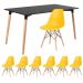 Mesa de jantar retangular Eames 80 x 140 cm preto + 6 cadeiras Eiffel DSW Amarelo