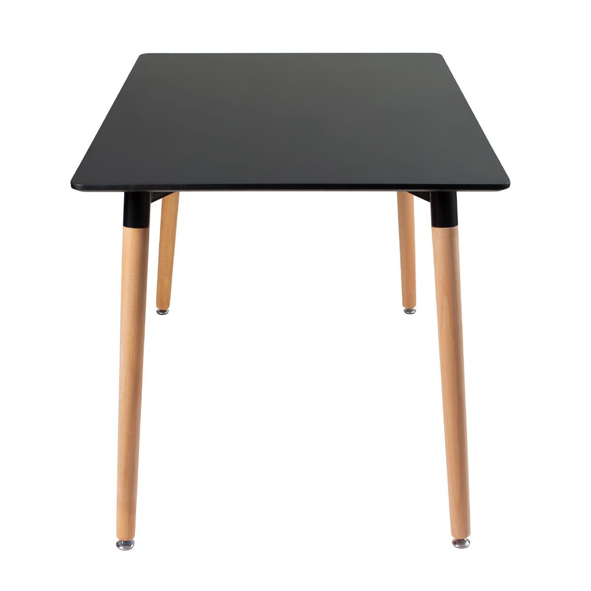 Mesa de jantar retangular Eames 80 x 140 cm preto + 6 cadeiras Eiffel DSW Verde escuro