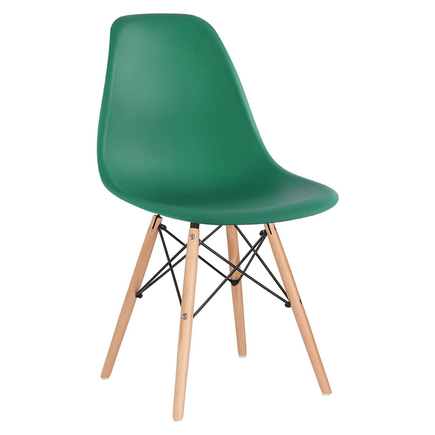 Mesa de jantar retangular Eames 80 x 140 cm preto + 6 cadeiras Eiffel DSW Verde escuro