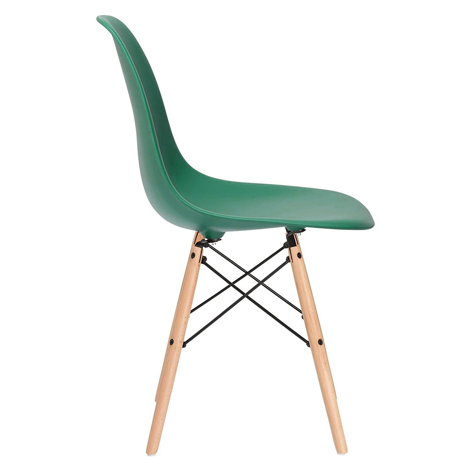 Mesa de jantar retangular Eames 80 x 140 cm preto + 6 cadeiras Eiffel DSW Verde escuro