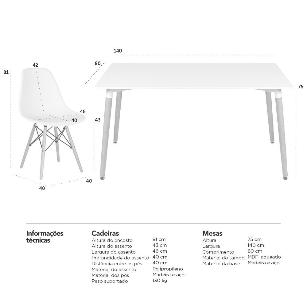 Mesa de jantar retangular Eames 80 x 140 cm preto + 6 cadeiras Eiffel DSW Verde escuro