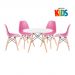Mesa infantil + 4 cadeiras Eames Eiffel Junior Mesa branco com cadeiras rosa