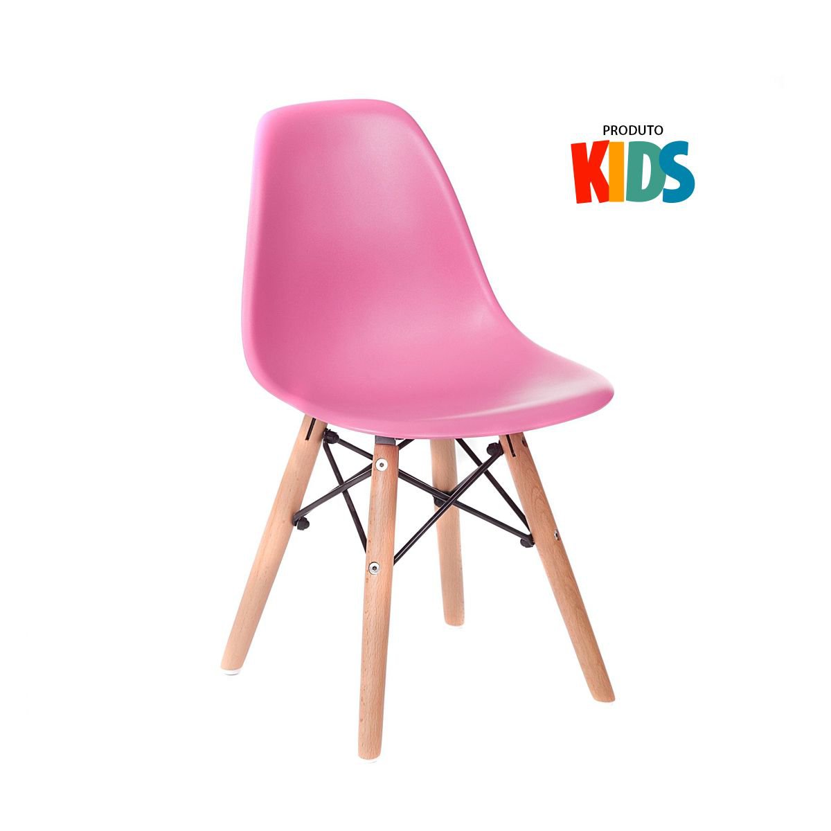 Mesa infantil + 4 cadeiras Eames Eiffel Junior Mesa branco com cadeiras rosa