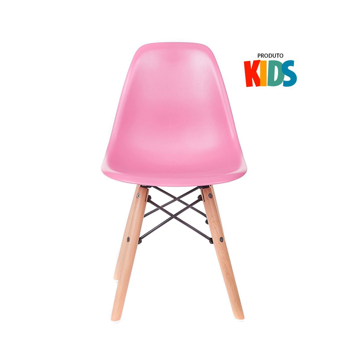 Mesa infantil + 4 cadeiras Eames Eiffel Junior Mesa branco com cadeiras rosa
