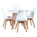 Mesa jantar cozinha redonda 100 cm + 4 cadeiras estofadas Leda Mesa branco com cadeiras branco