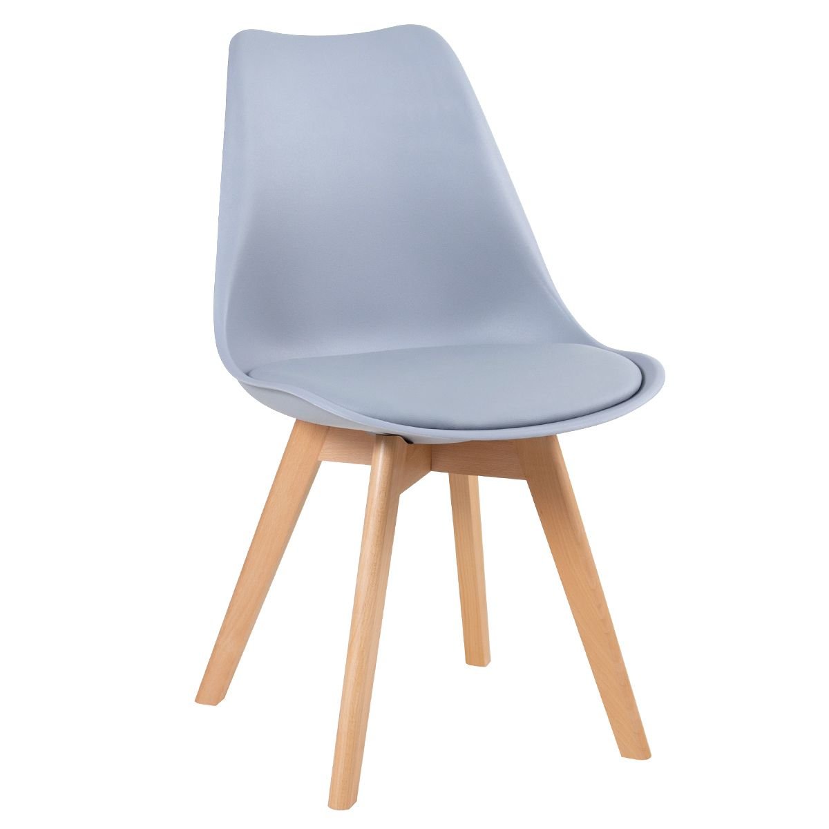 Mesa jantar cozinha redonda 100 cm + 4 cadeiras estofadas Leda Mesa branco com cadeiras cinza claro