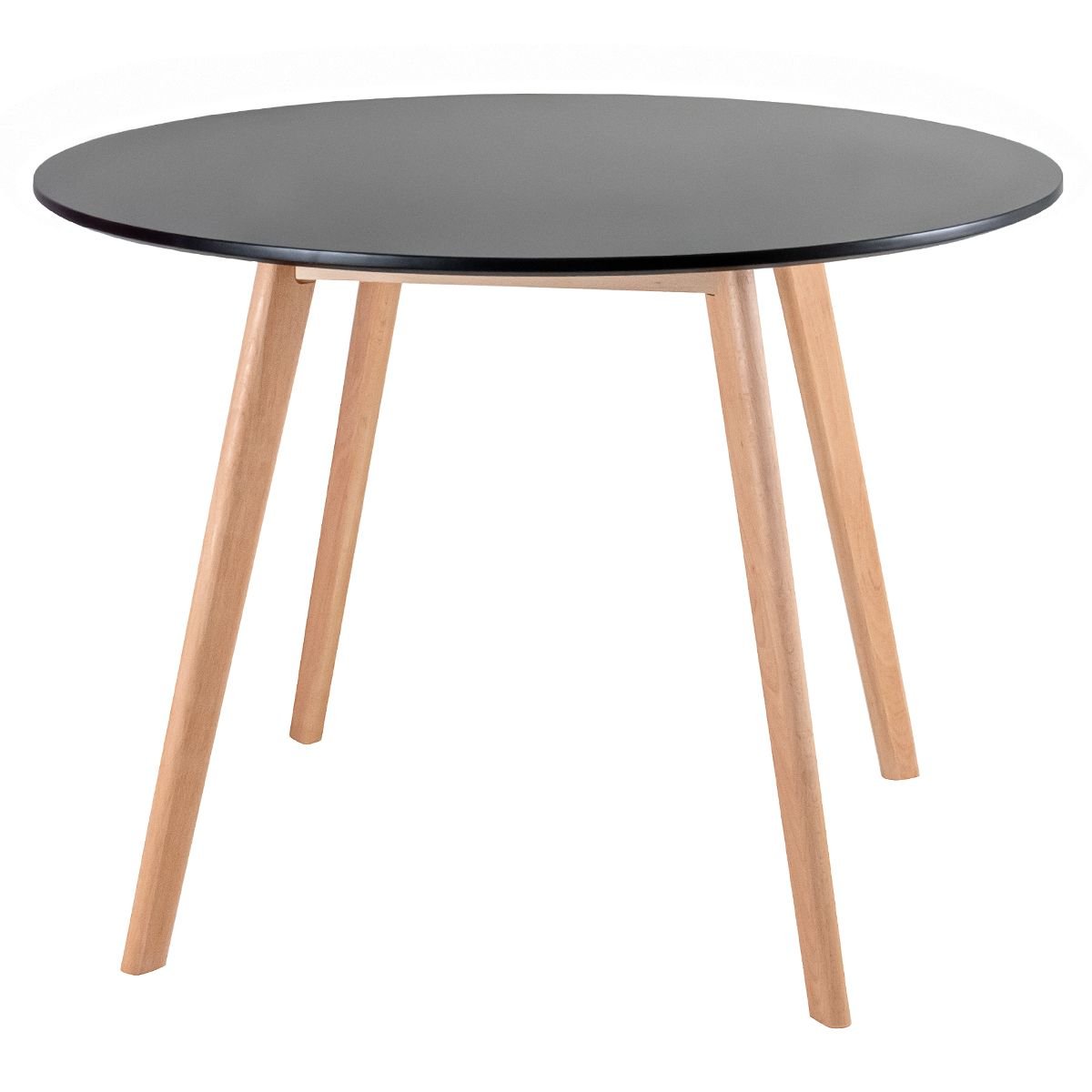 Mesa jantar cozinha redonda 100 cm + 4 cadeiras estofadas Leda Mesa preto com cadeiras preto