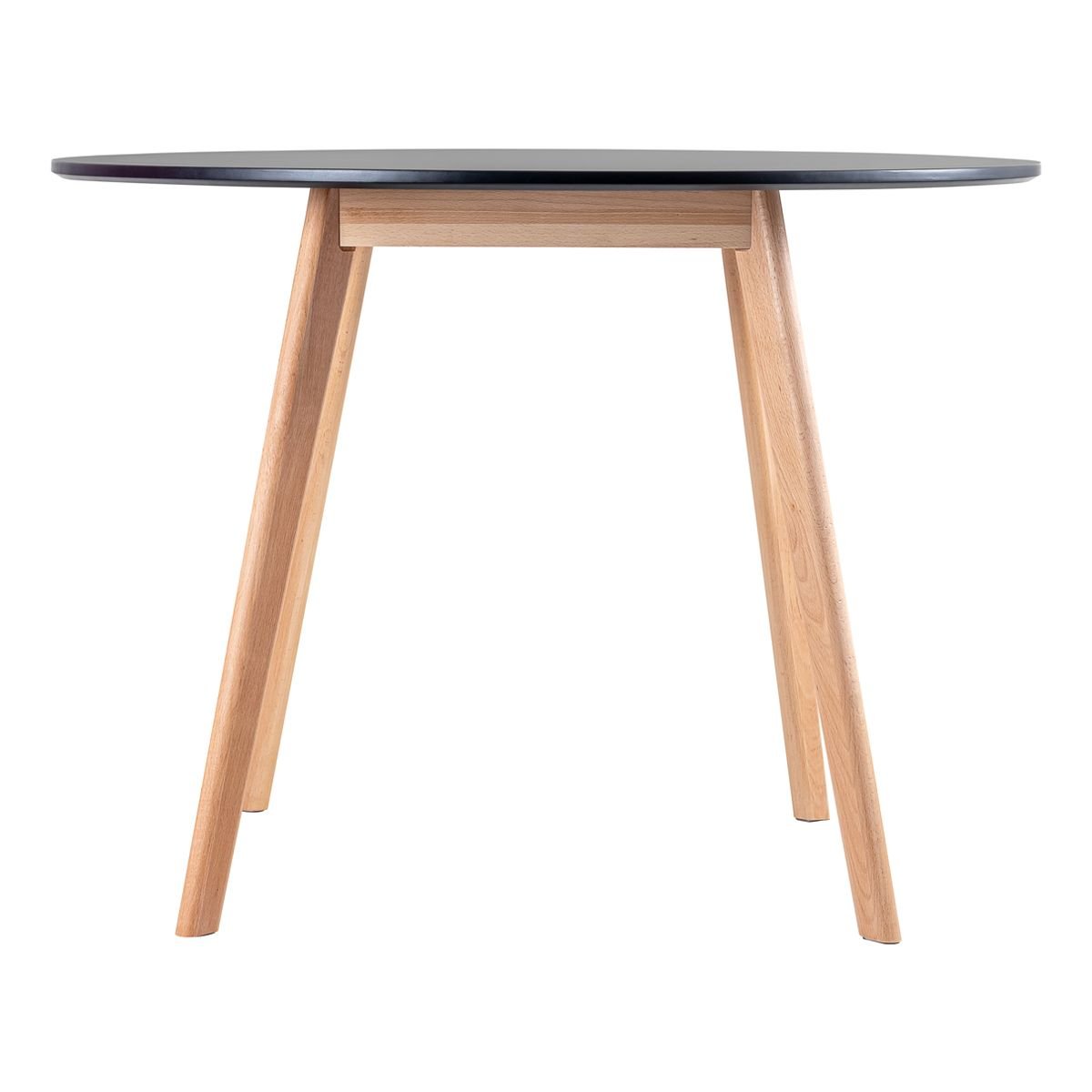 Mesa jantar cozinha redonda 100 cm + 4 cadeiras estofadas Leda Mesa preto com cadeiras preto