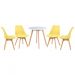 Mesa jantar cozinha redonda 70 cm + 4 cadeiras estofadas Leda Mesa branco com cadeiras amarelo