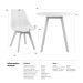 Mesa jantar cozinha redonda 70 cm + 4 cadeiras estofadas Leda Mesa branco com cadeiras cinza claro
