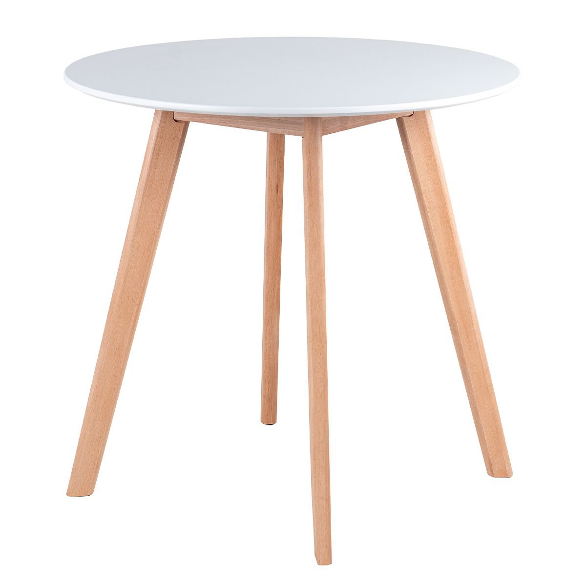 Mesa jantar cozinha redonda 70 cm + 4 cadeiras estofadas Leda Mesa branco com cadeiras vermelho