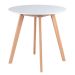Mesa jantar cozinha redonda 70 cm branco + 2 cadeiras estofadas Leda Creme