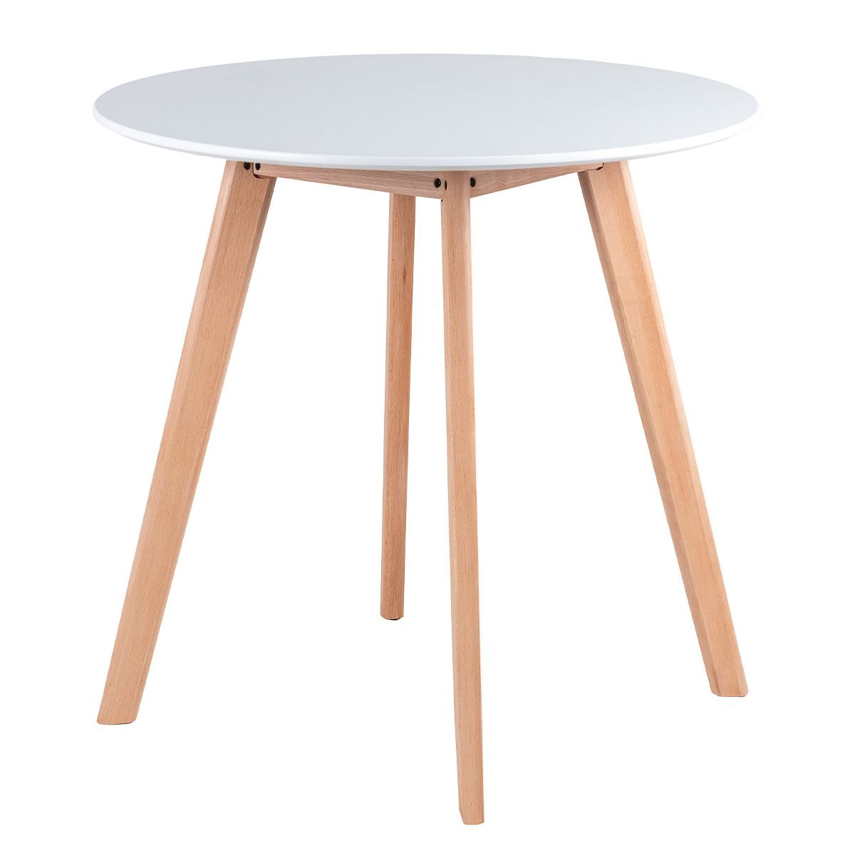 Mesa jantar cozinha redonda 70 cm branco + 2 cadeiras estofadas Leda Creme