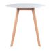 Mesa jantar cozinha redonda 70 cm branco + 2 cadeiras estofadas Leda Creme