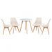 Mesa jantar cozinha redonda 70 cm branco + 4 cadeiras estofadas Leda Creme