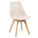 Mesa jantar cozinha redonda 70 cm branco + 4 cadeiras estofadas Leda Creme