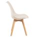 Mesa jantar cozinha redonda 70 cm branco + 4 cadeiras estofadas Leda Creme