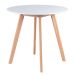 Mesa jantar cozinha redonda 80 cm branco + 2 cadeiras estofadas Leda Nude
