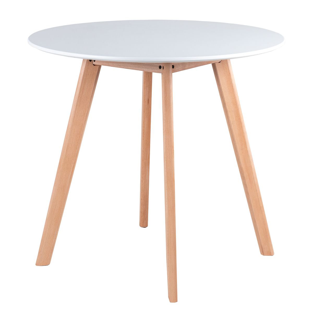 Mesa jantar cozinha redonda 80 cm branco + 2 cadeiras estofadas Leda Nude