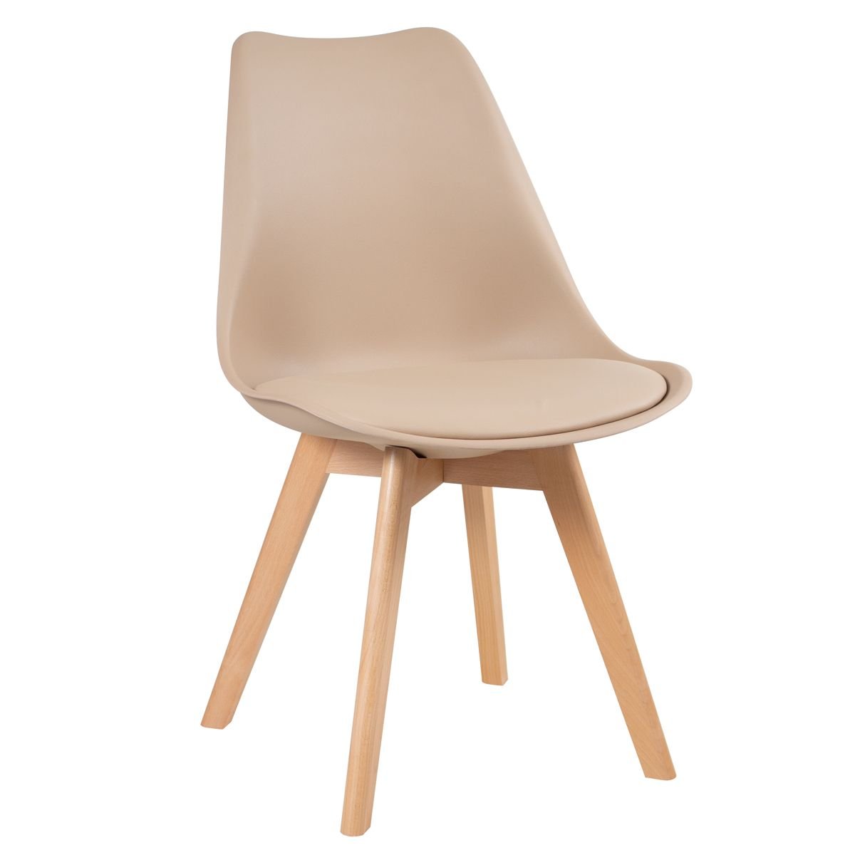 Mesa jantar cozinha redonda 80 cm branco + 2 cadeiras estofadas Leda Nude