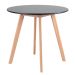 Mesa jantar cozinha redonda 80 cm preto + 4 cadeiras estofadas Leda Cinza claro