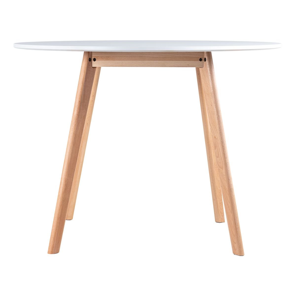Mesa jantar cozinha redonda branco 100 cm + 3 cadeiras estofadas Leda Cinza claro