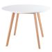 Mesa jantar cozinha redonda branco 100 cm + 4 cadeiras estofadas Leda Rosa claro