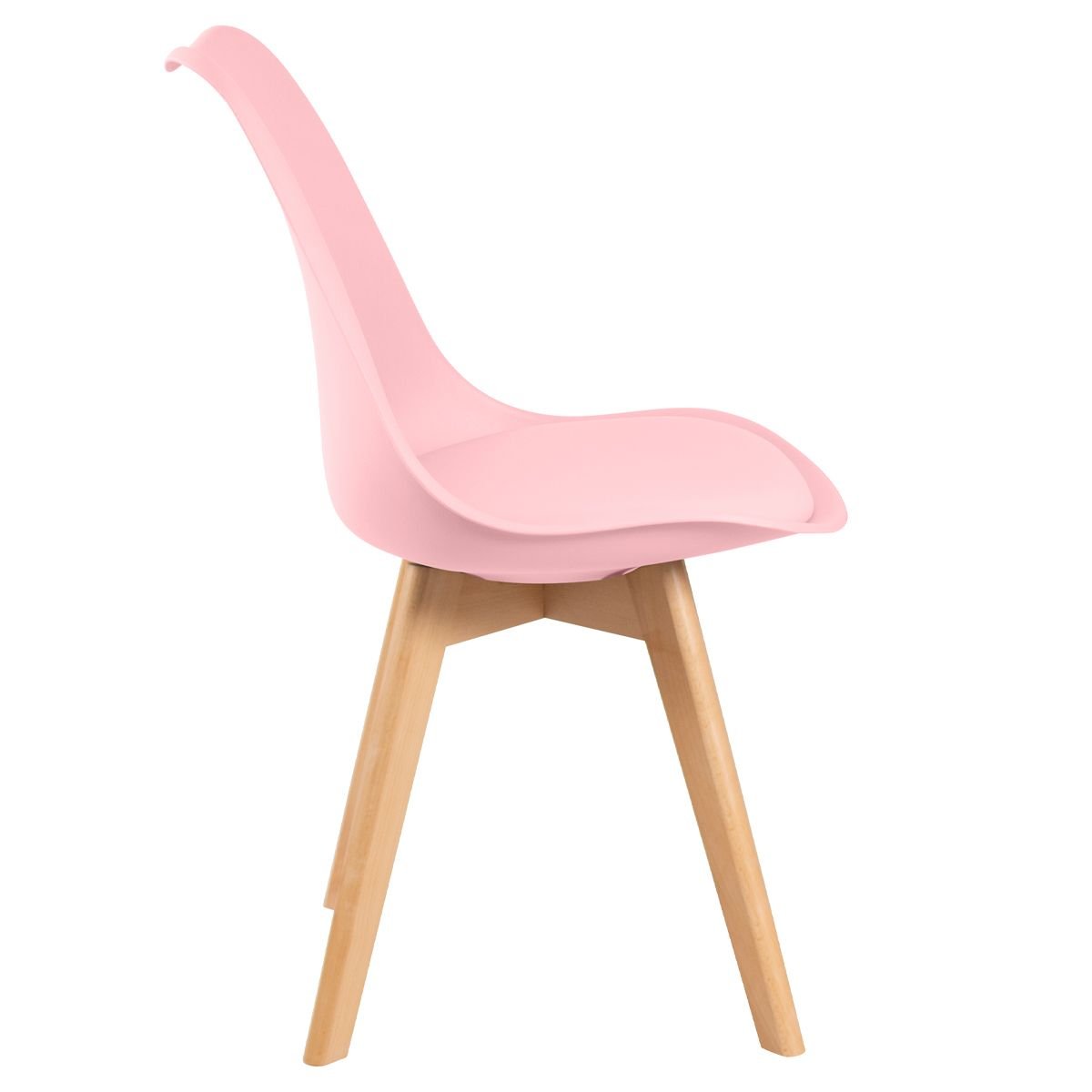 Mesa jantar cozinha redonda branco 100 cm + 4 cadeiras estofadas Leda Rosa claro