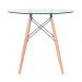 Mesa jantar cozinha redonda com tampo de vidro Eames 80 cm + 4 cadeiras Eiffel Botonê Amarelo