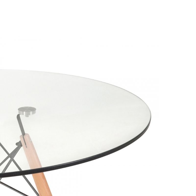 Mesa jantar cozinha redonda com tampo de vidro Eames 80 cm + 4 cadeiras Eiffel Botonê Amarelo