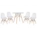 Mesa jantar cozinha redonda com tampo de vidro Eames 80 cm + 4 cadeiras Eiffel Botonê Branco