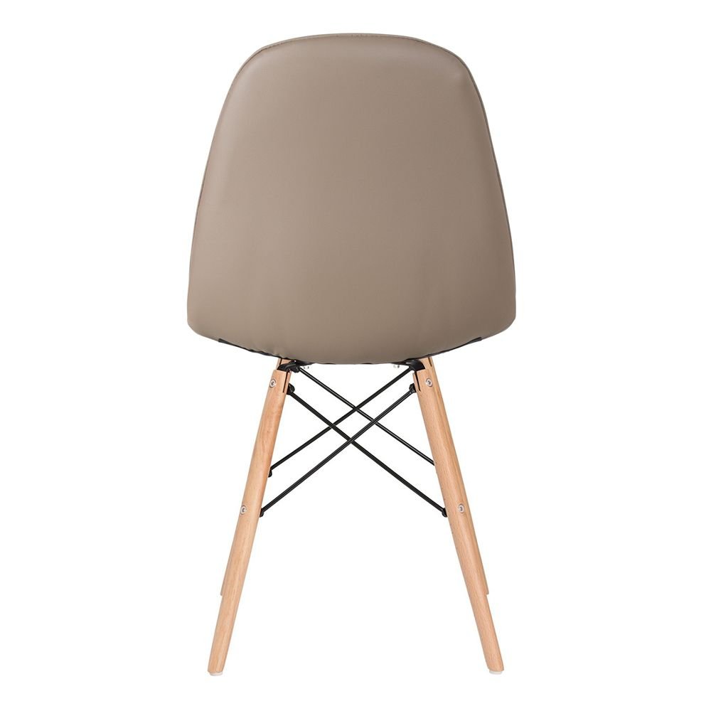 Mesa jantar cozinha redonda com tampo de vidro Eames 80 cm + 4 cadeiras Eiffel Botonê Nude
