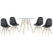 Mesa jantar cozinha redonda com tampo de vidro Eames 80 cm + 4 cadeiras Eiffel Botonê Preto