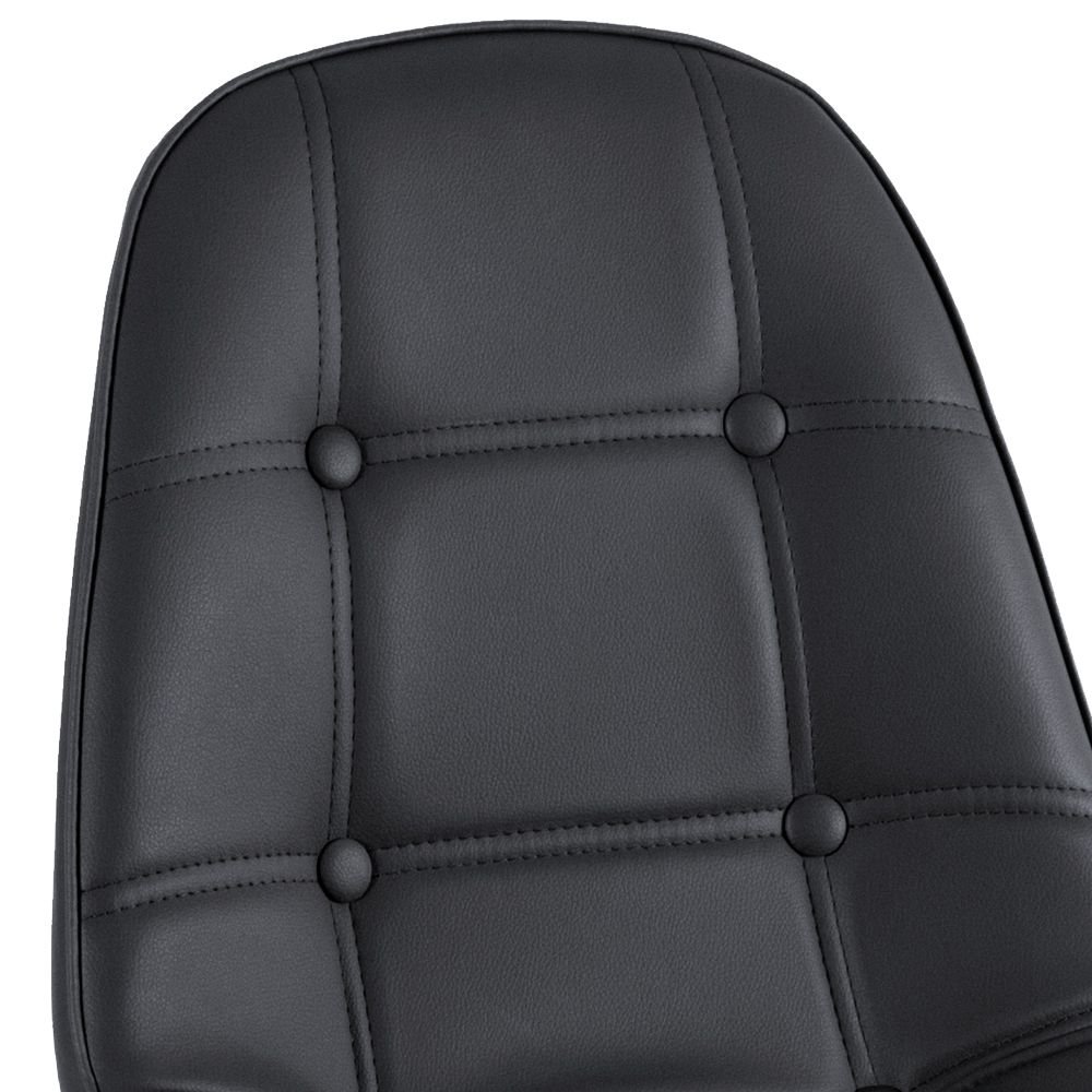 Mesa jantar cozinha redonda com tampo de vidro Eames 80 cm + 4 cadeiras Eiffel Botonê Preto