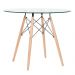 Mesa jantar cozinha redonda com tampo de vidro Eames 90 cm + 4 cadeiras Eiffel Botonê Azul