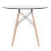Mesa jantar cozinha redonda com tampo de vidro Eames 90 cm + 4 cadeiras Eiffel Botonê Azul