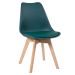 Mesa jantar cozinha redonda preto 100 cm + 4 cadeiras estofadas Leda Verde escuro