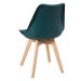 Mesa jantar cozinha redonda preto 100 cm + 4 cadeiras estofadas Leda Verde escuro