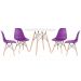 Mesa redonda Eames 100 cm + 4 cadeiras Eiffel DSW Mesa branco com cadeiras roxo