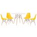 Mesa redonda Eames 100 cm + 4 cadeiras Eiffel DSW Mesa preto com cadeiras creme