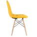 Mesa redonda Eames 100 cm + 4 cadeiras estofadas Eiffel Botonê Mesa preto com cadeiras amarelo