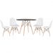 Mesa redonda Eames 100 cm + 4 cadeiras estofadas Eiffel Botonê Mesa preto com cadeiras branco