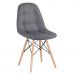 Mesa redonda Eames 100 cm + 4 cadeiras estofadas Eiffel Botonê Mesa preto com cadeiras cinza escuro