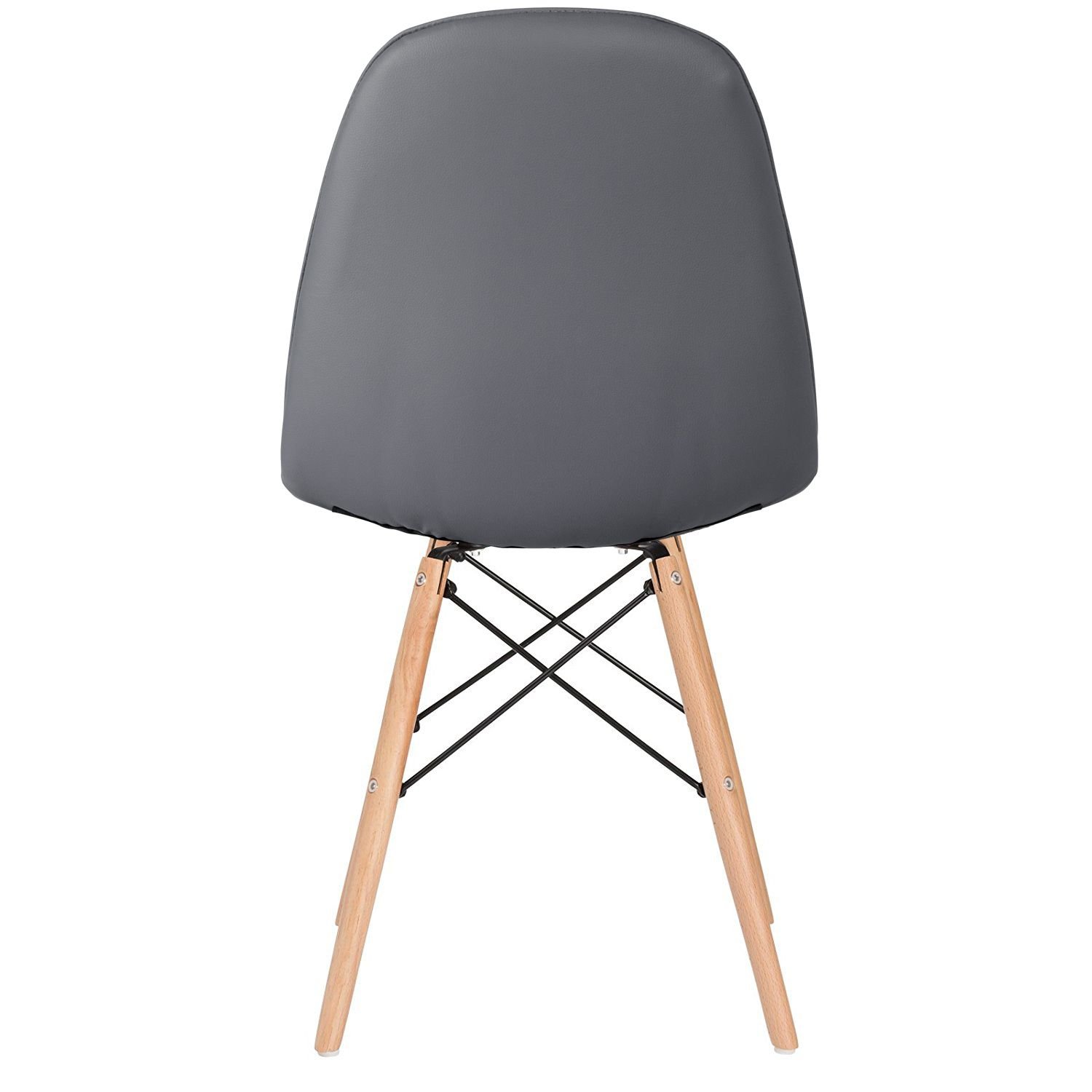 Mesa redonda Eames 100 cm + 4 cadeiras estofadas Eiffel Botonê Mesa preto com cadeiras cinza escuro