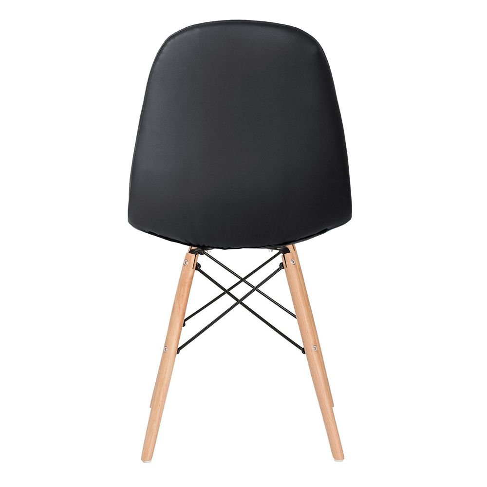 Mesa redonda Eames 100 cm + 4 cadeiras estofadas Eiffel Botonê Mesa preto com cadeiras preto