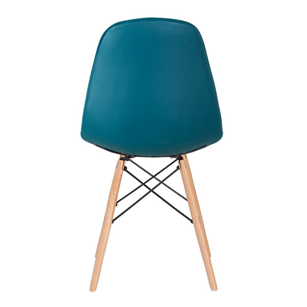Mesa redonda Eames 100 cm + 4 cadeiras estofadas Eiffel Botonê Mesa preto com cadeiras turquesa