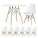 Mesa redonda Eames 100 cm + 6 cadeiras Eiffel DSW Mesa branco com cadeiras branco