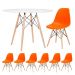 Mesa redonda Eames 100 cm + 6 cadeiras Eiffel DSW Mesa branco com cadeiras laranja