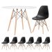 Mesa redonda Eames 100 cm + 6 cadeiras Eiffel DSW Mesa branco com cadeiras preto