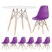 Mesa redonda Eames 100 cm + 6 cadeiras Eiffel DSW Mesa branco com cadeiras roxo